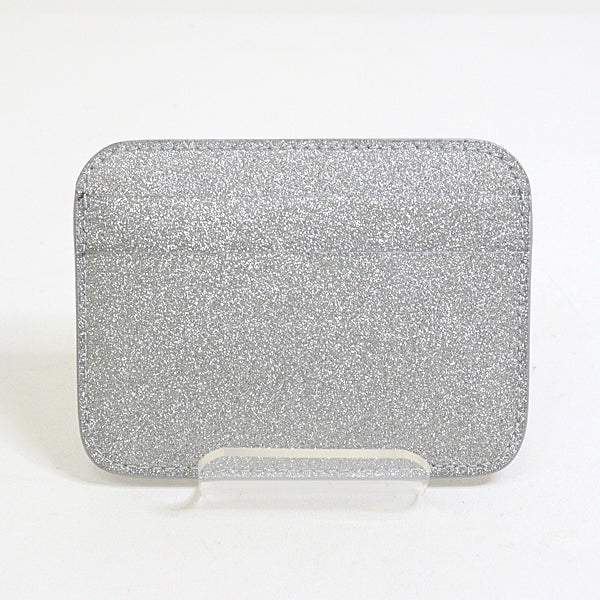BALENCIAGA Card Case 593812 Sparkling fabric = polyurethane, polyester Silver logo metallic mens(Unisex)