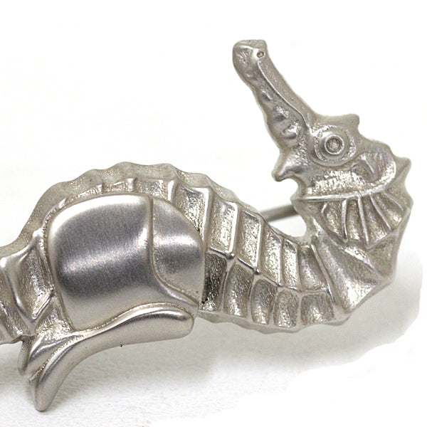 HERMES Brooch metal Silver Accessories Seahorse Women