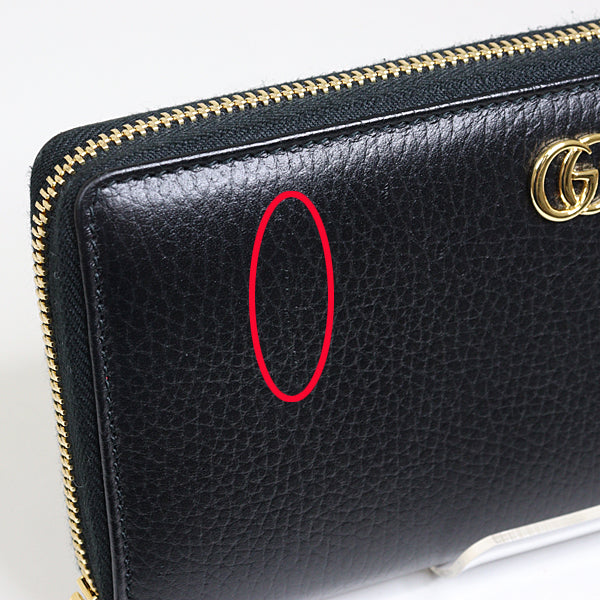 GUCCI Long Wallet Purse 456117 leather black Japan exclusive Double G zip around wallet Women