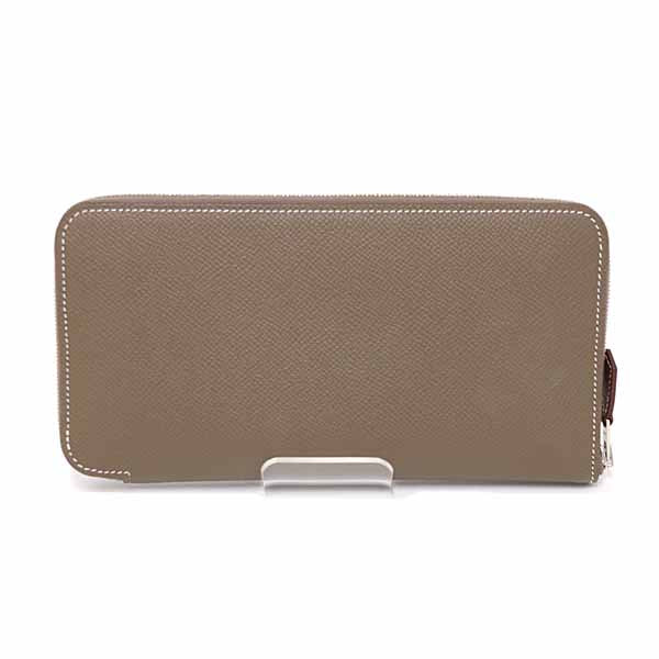 HERMES Long Wallet Purse Epsom, Silk Brown Azap Long Silk Inn Women(Unisex)