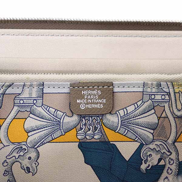 HERMES Long Wallet Purse Epsom, Silk Brown Azap Long Silk Inn Women(Unisex)