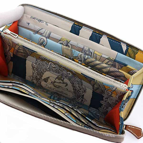 HERMES Long Wallet Purse Epsom, Silk Brown Azap Long Silk Inn Women(Unisex)