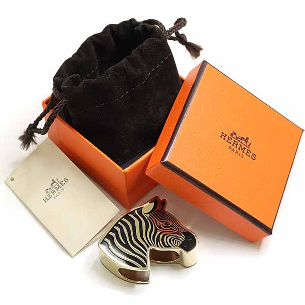 HERMES Scarf ring black Scarf ring Zebra Women