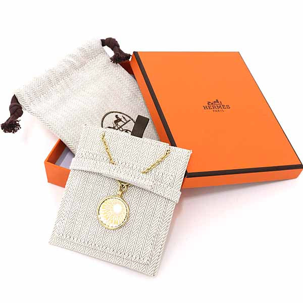 HERMES Necklace Gold Plated gold MEDAL/OP'H PM Women