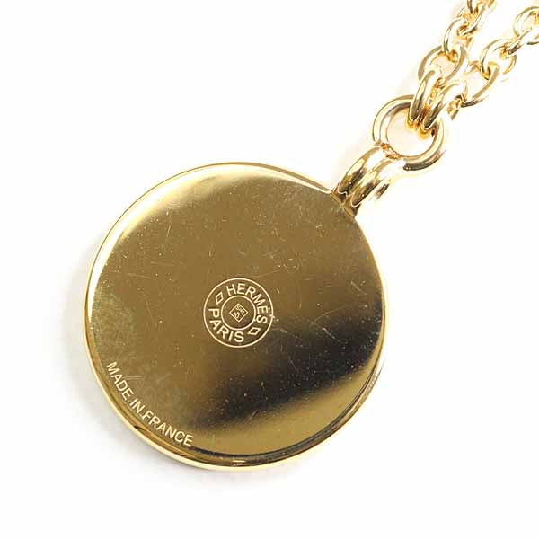 HERMES Necklace Gold Plated gold MEDAL/OP'H PM Women