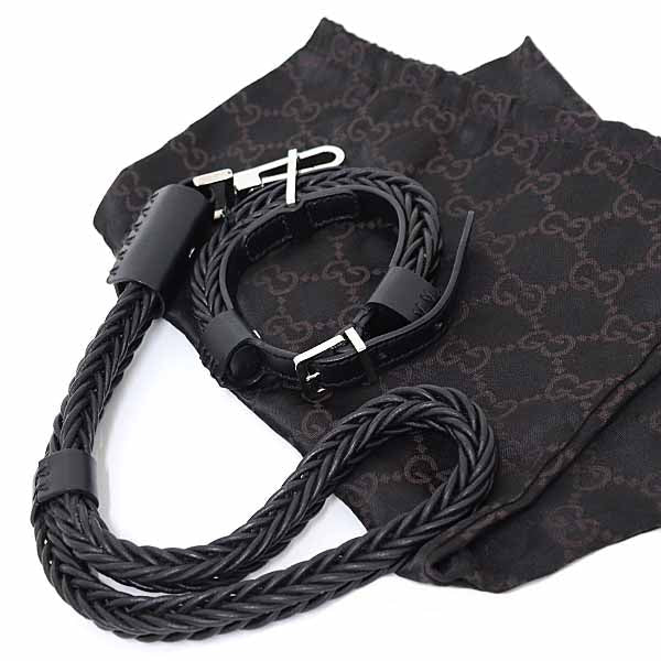 GUCCI Other accessories 115271 214351 30 leather black DOG Collar Lead