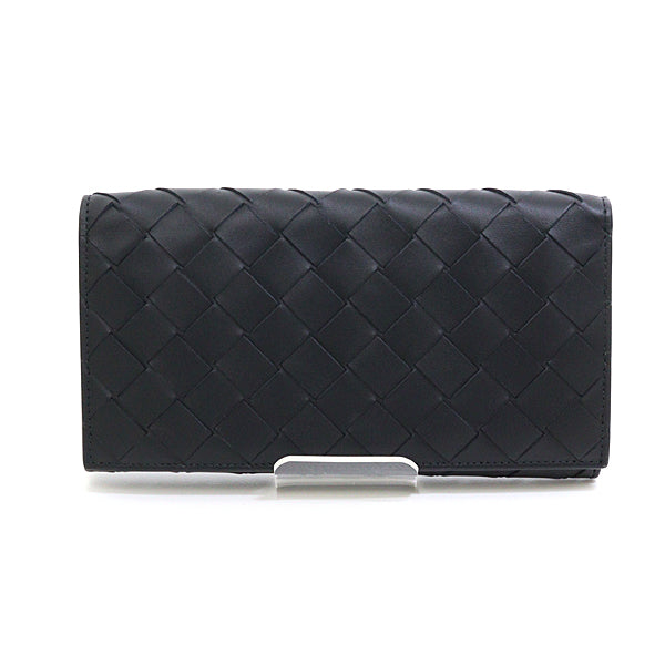 BOTTEGAVENETA Long Wallet Purse 749436 leather black INTRECCIATO Long Wallet mens