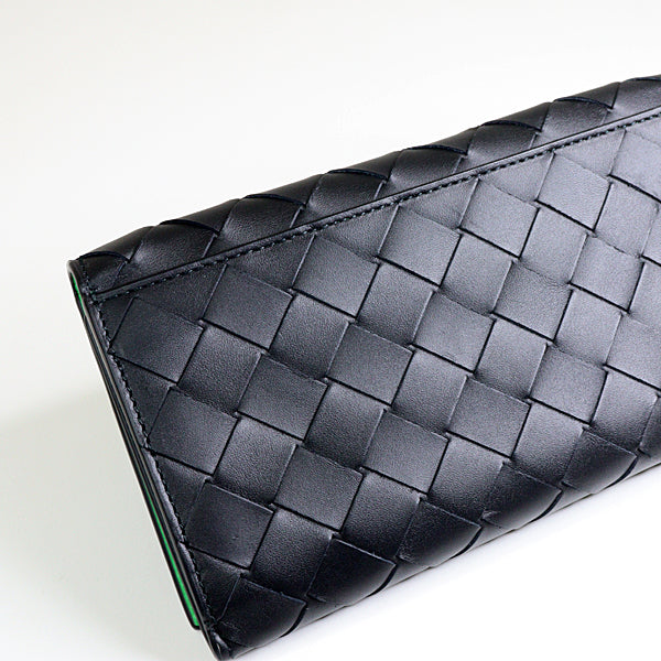 BOTTEGAVENETA Long Wallet Purse 749436 leather black INTRECCIATO Long Wallet mens