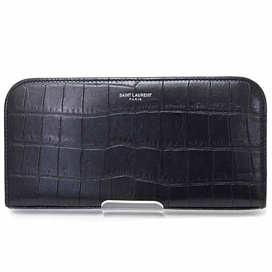 SAINT LAURENT PARIS Long Wallet Purse 326599-0915 leather black Full zip wallet mens(Unisex)