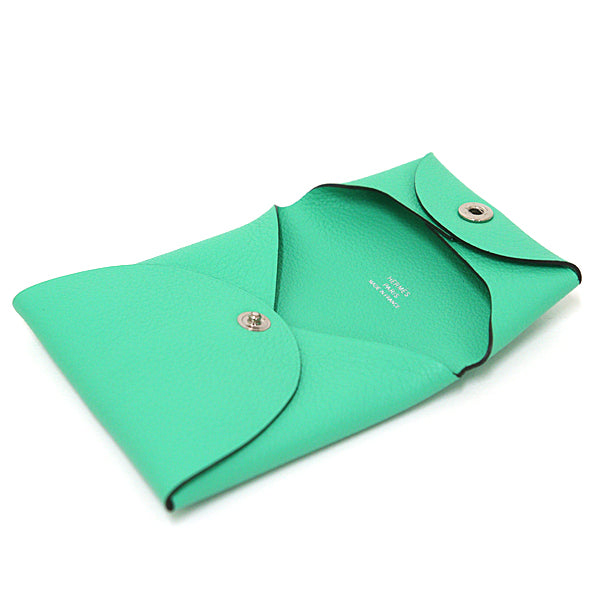 HERMES Coin case Evercolor Mint green Bastia GM Women