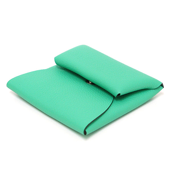 HERMES Coin case Evercolor Mint green Bastia GM Women
