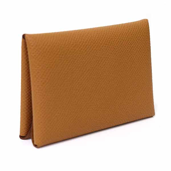 HERMES Coin case Epsom Brown Card Case Calvi Duo Compact Women