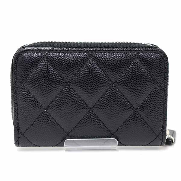 CHANEL Coin case AP3830 Matt caviar skin black Zip coin purse Women