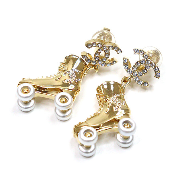 CHANEL Earring metal gold Roller Skate Earrings