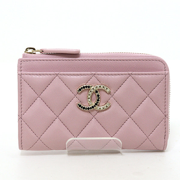CHANEL Card Case lambskin pink Matrasse