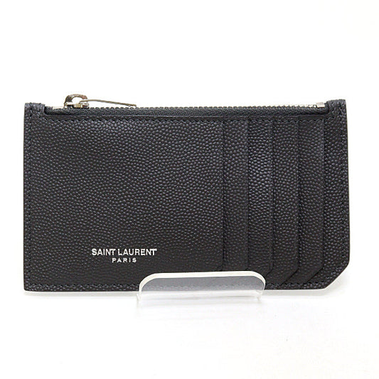 SAINT LAURENT Card Case 346104 leather Dark gray Zip Card Case