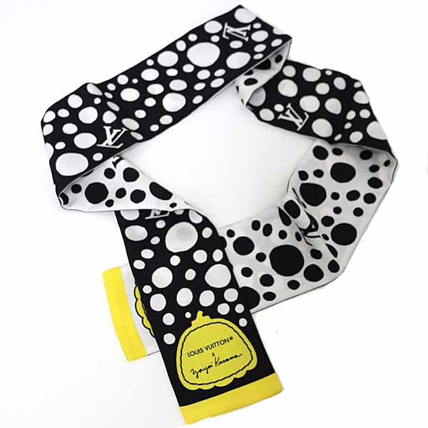 LOUIS VUITTON scarf M78291 silk black LVxYK Bando Infinity Dot