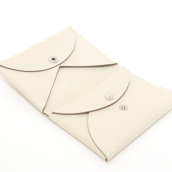 HERMES Coin case Epsom off white Calvi duo