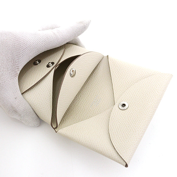 HERMES Coin case Epsom off white Calvi duo