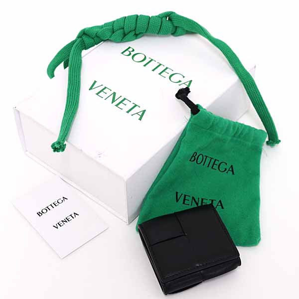 BOTTEGAVENETA Coin case leather black Cassette folding coin purse
