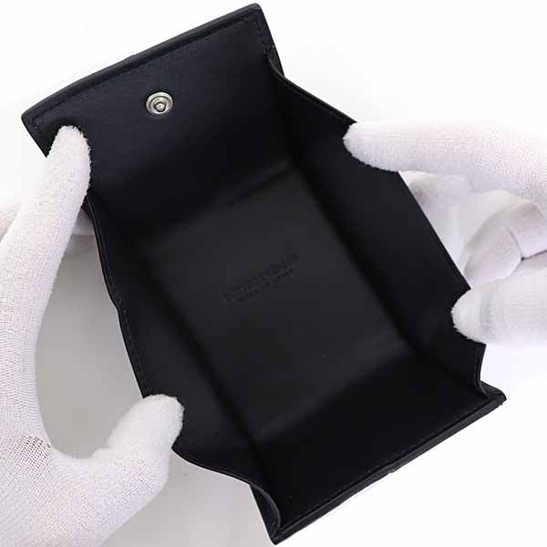 BOTTEGAVENETA Coin case leather black Cassette folding coin purse