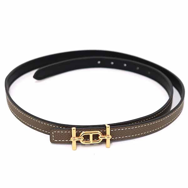 HERMES belt leather Brown type Reversible Belt 0.5" Ankle