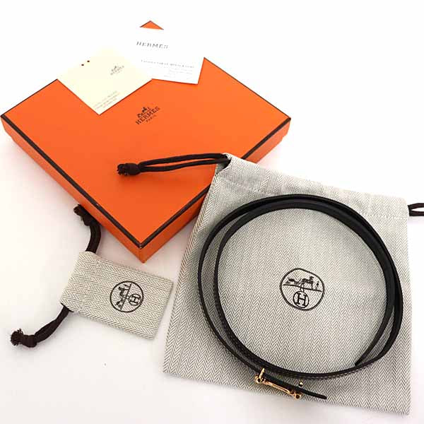 HERMES belt leather Brown type Reversible Belt 0.5" Ankle