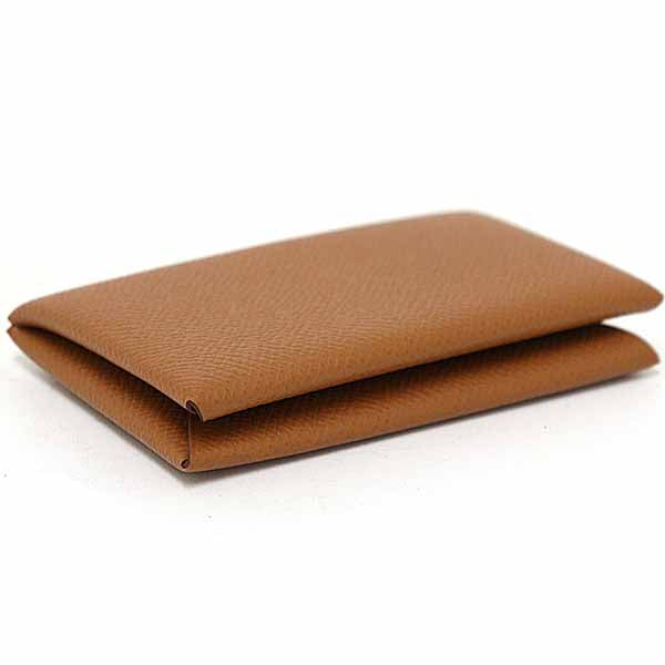 HERMES Card Case Epsom Gold (brown type) Calvi
