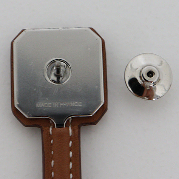HERMES Brooch Vaux Swift Brown Pin Badge Cle