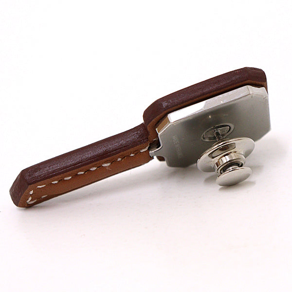 HERMES Brooch Vaux Swift Brown Pin Badge Cle