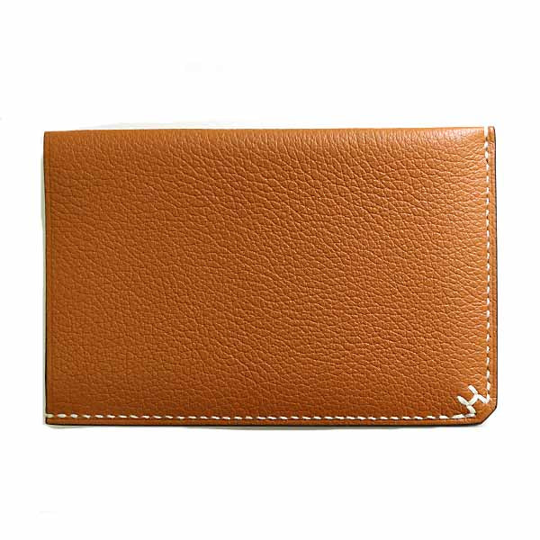 HERMES Card Case leather Brown Hserie