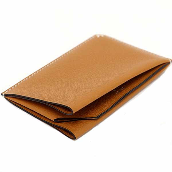 HERMES Card Case leather Brown Hserie