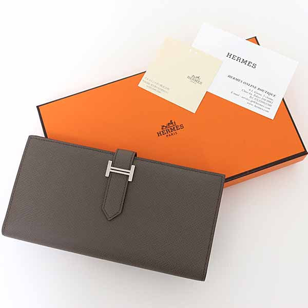 HERMES Long Wallet Purse Epsom gray Beansufla