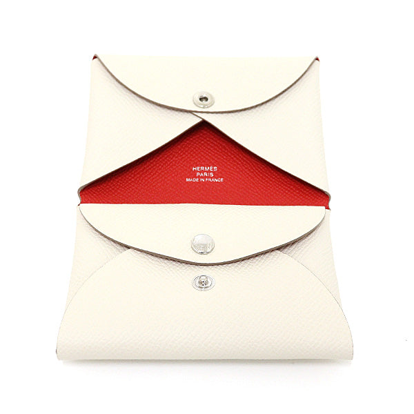 HERMES Card Case Epsom white Calvi duo