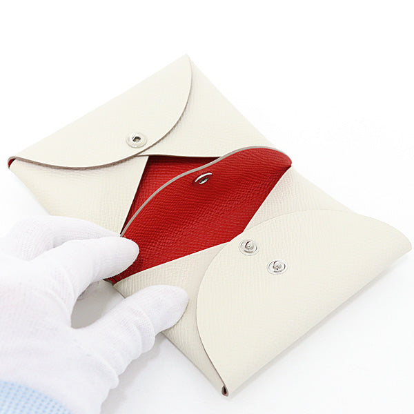 HERMES Card Case Epsom white Calvi duo