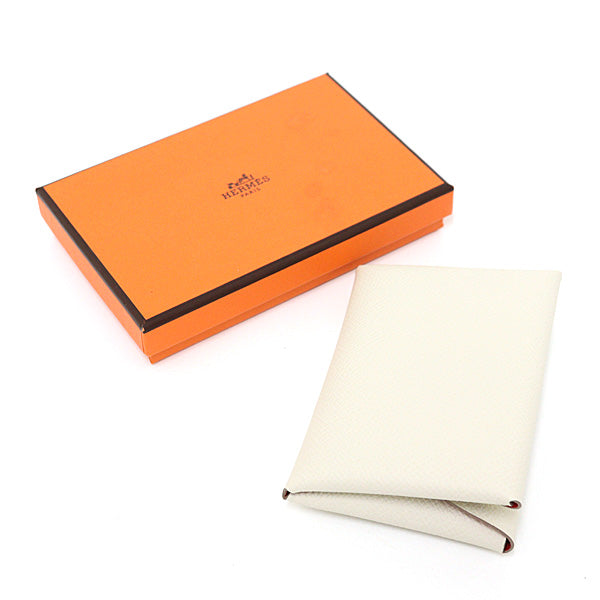 HERMES Card Case Epsom white Calvi duo