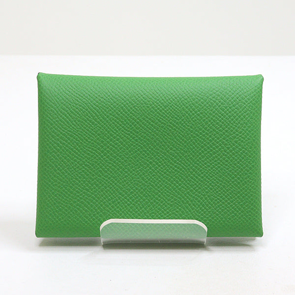 HERMES Card Case Epsom Vert Yucca Calvi duo
