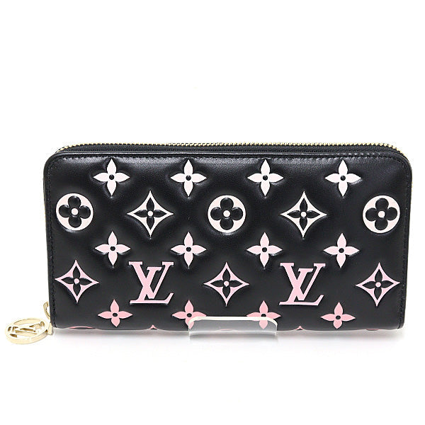 LOUIS VUITTON Long Wallet Purse M12152 lambskin Black / pink Zippy wallet