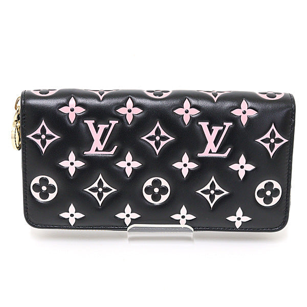 LOUIS VUITTON Long Wallet Purse M12152 lambskin Black / pink Zippy wallet