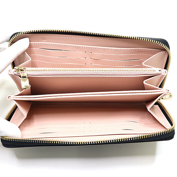 LOUIS VUITTON Long Wallet Purse M12152 lambskin Black / pink Zippy wallet