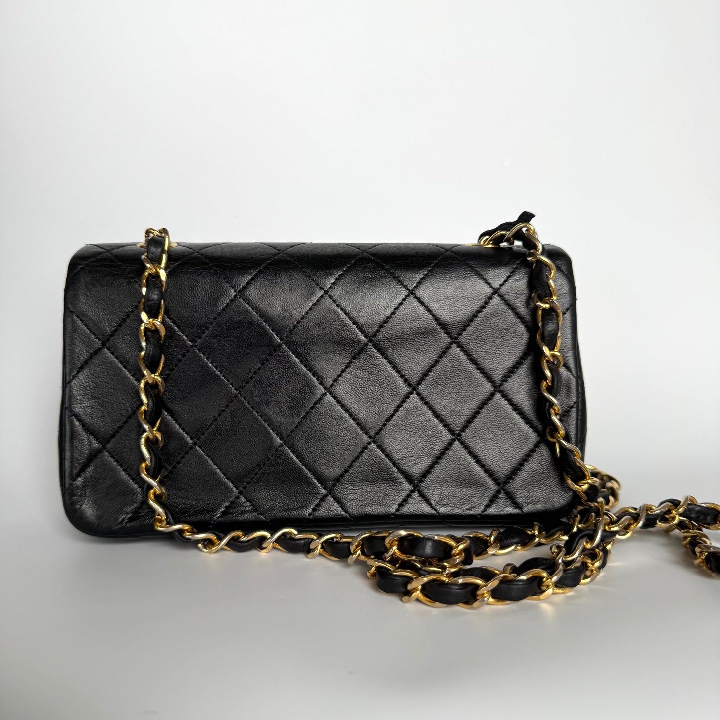 Chanel Classic Flap Mini Vintage 1989-1991 Black Lambskin Leather with 24k Gold Hardware
