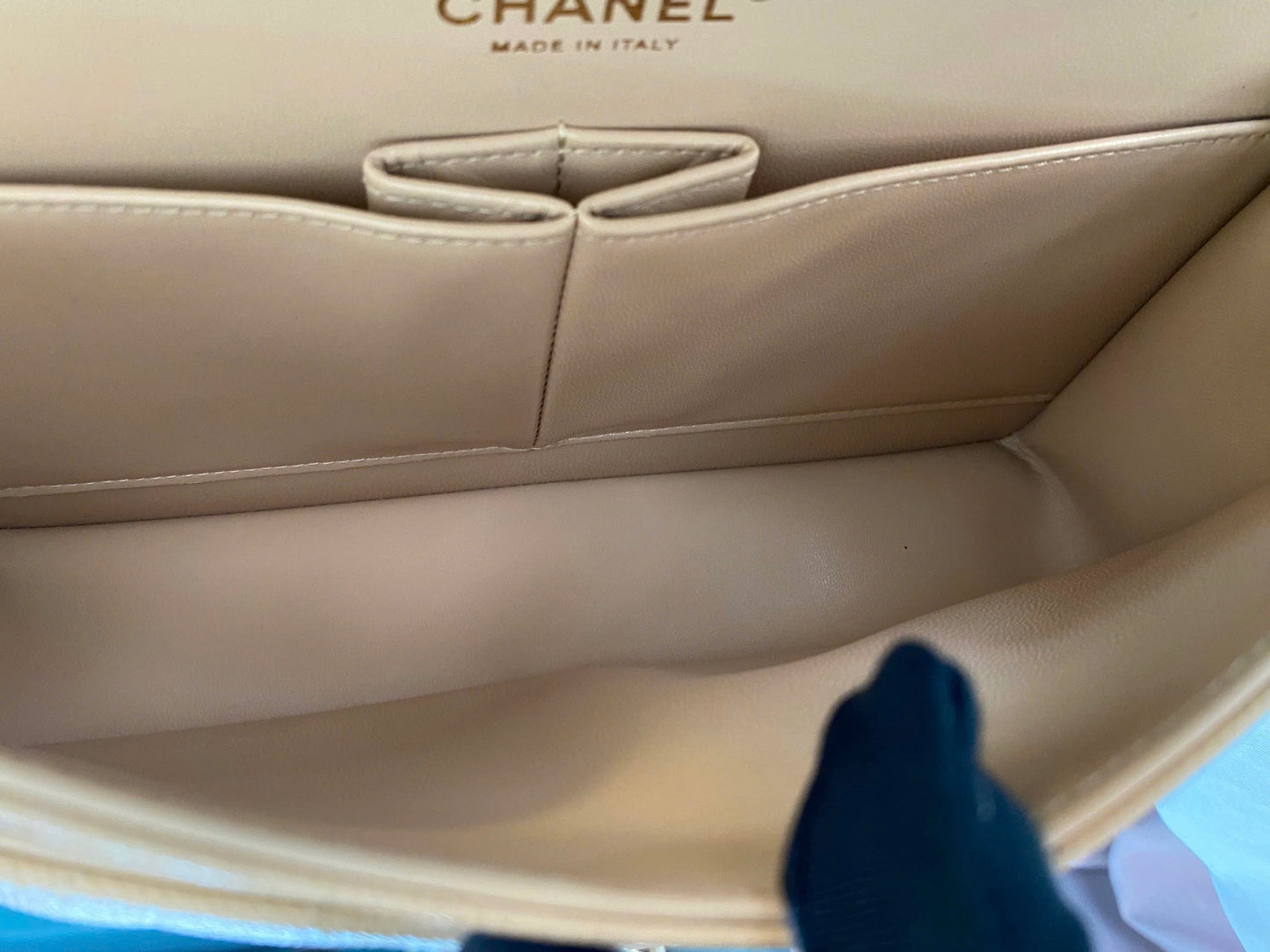 Chanel Medium Classic Handbag in Beige Caviar and Gold-Tone Metal