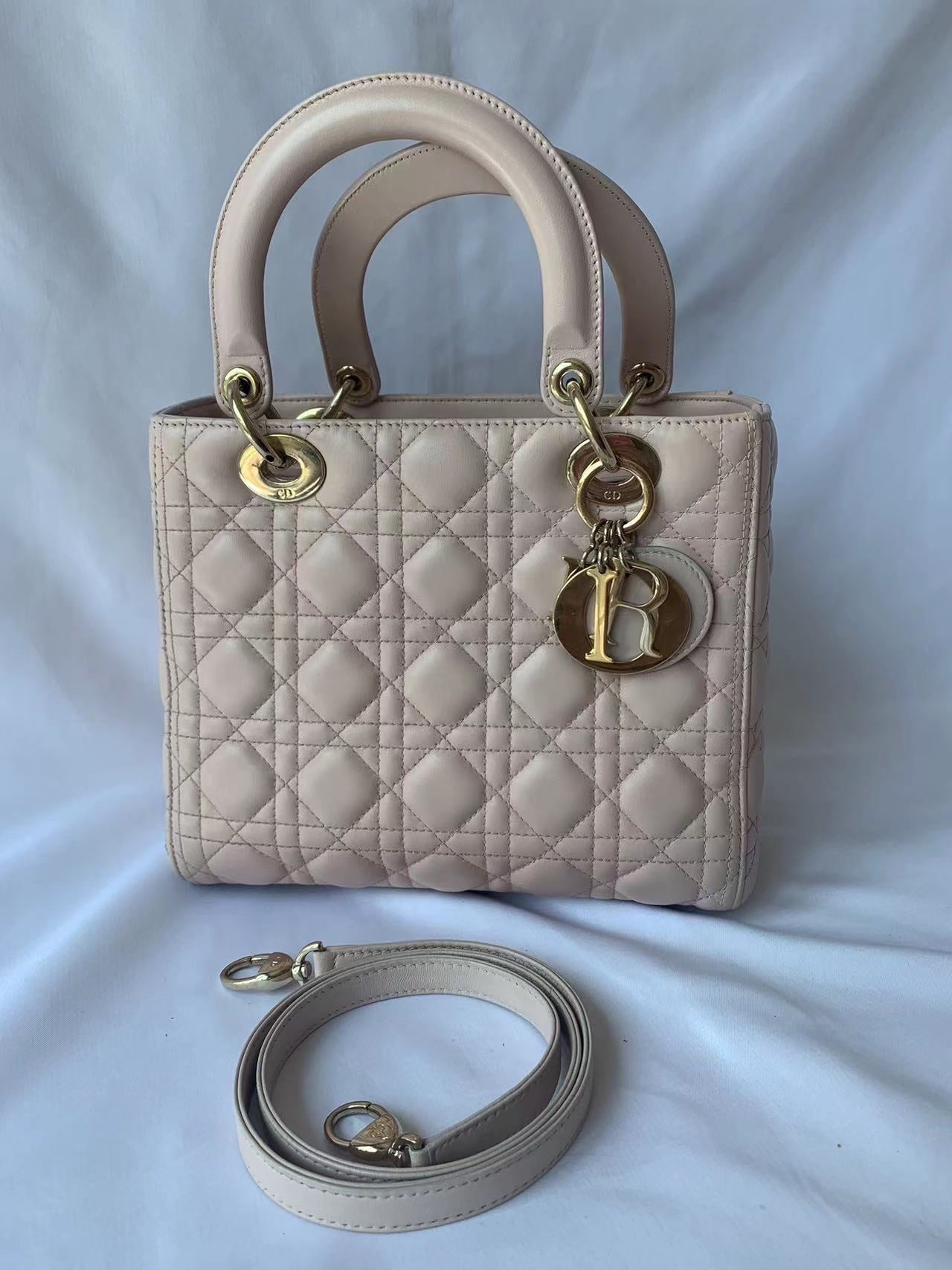 Lady Dior Pink Cannage Leather Medium