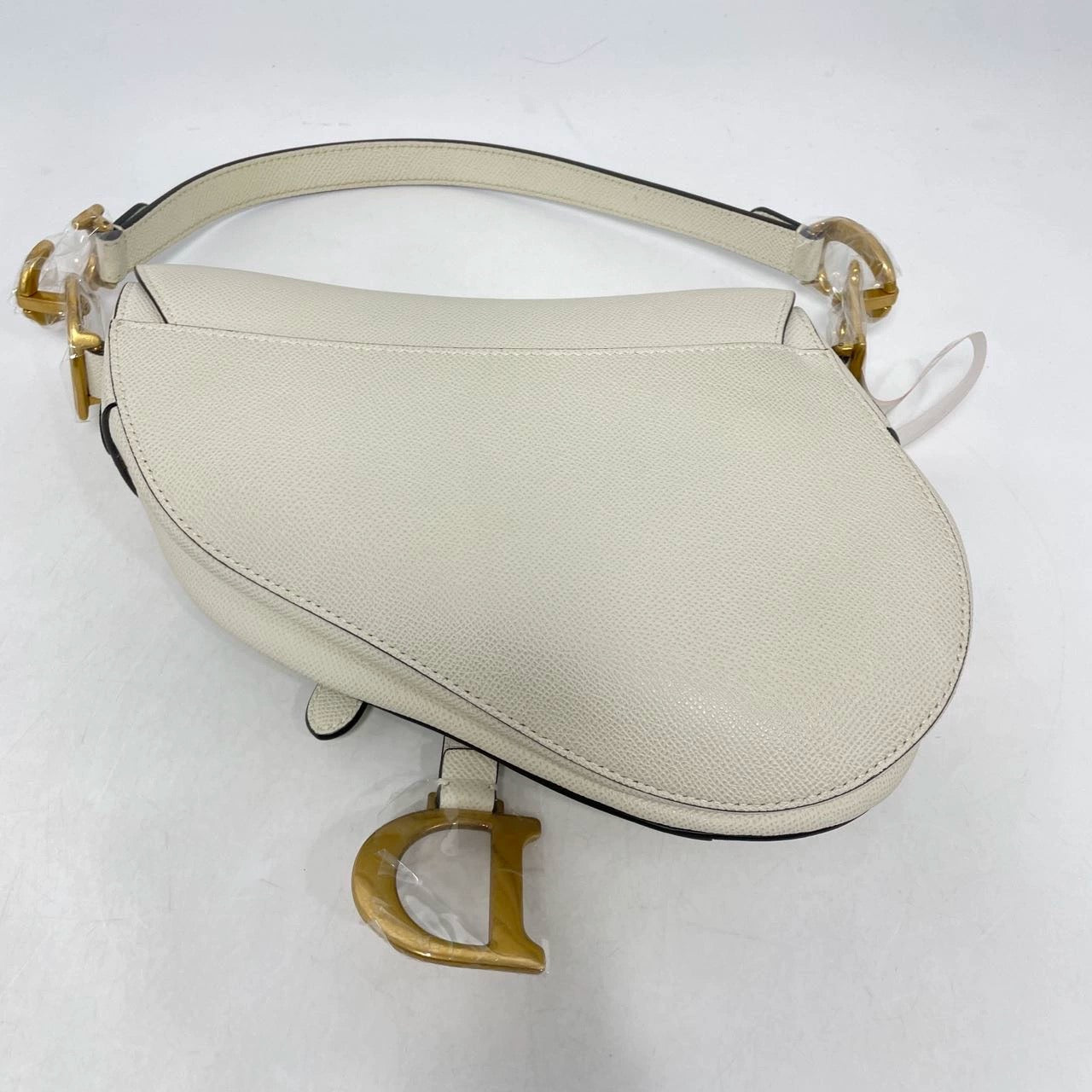 Dior Saddle Medium 2020 Grained Leather Handbag White