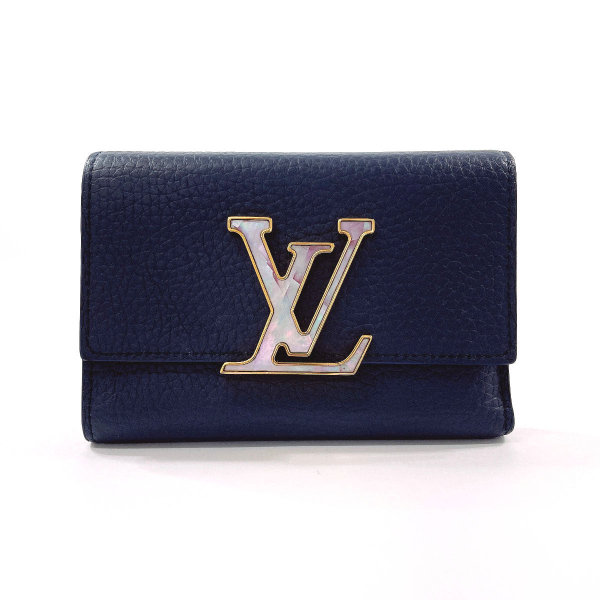 LOUIS VUITTON Tri-fold wallet M81674 Taurillon Clemence Navy Portefeuille Capucines Compact