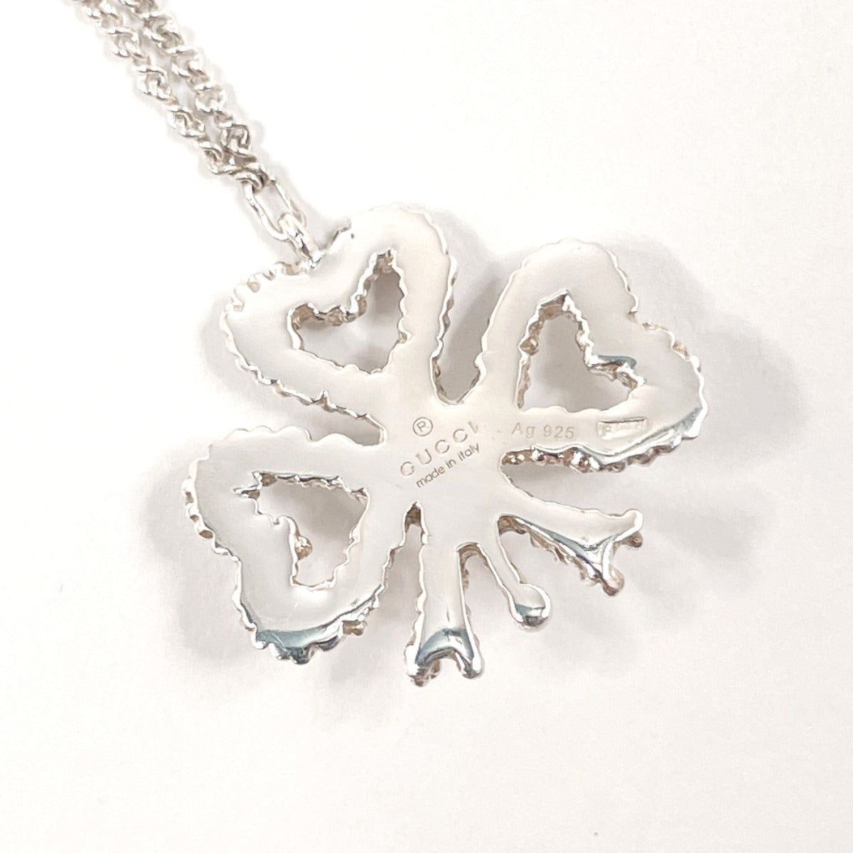 GUCCI Necklace Silver925, pearl Silver Ribbon motif