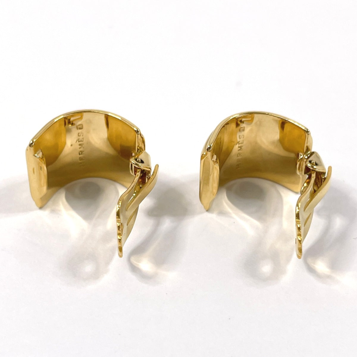 HERMES Earring metal gold Emaille Shippo