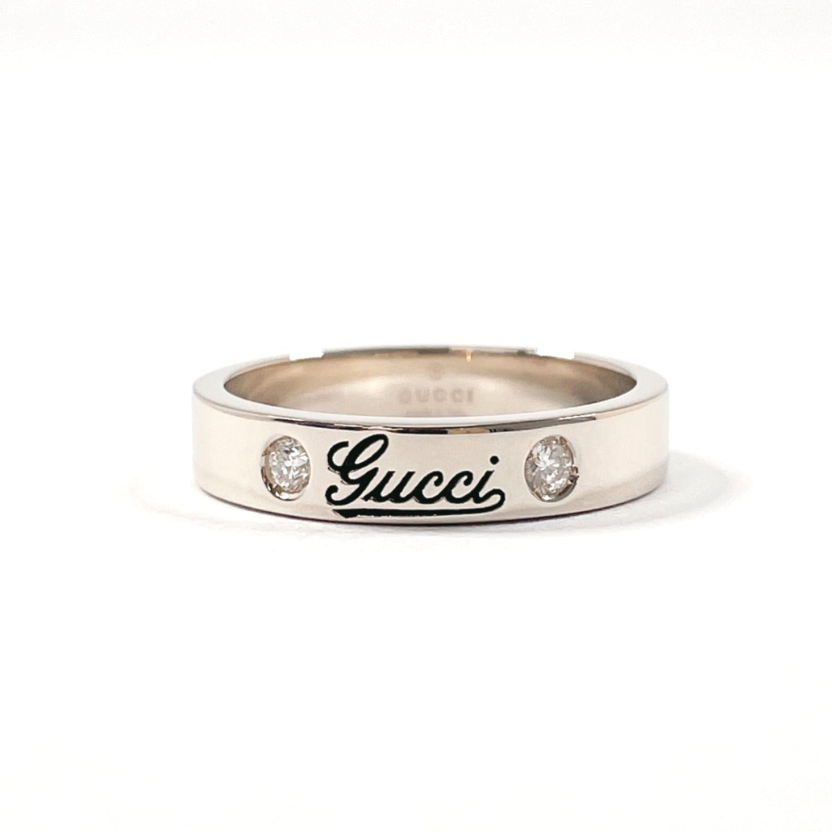 GUCCI Ring K18 White Gold, Diamond Silver Icon print 12