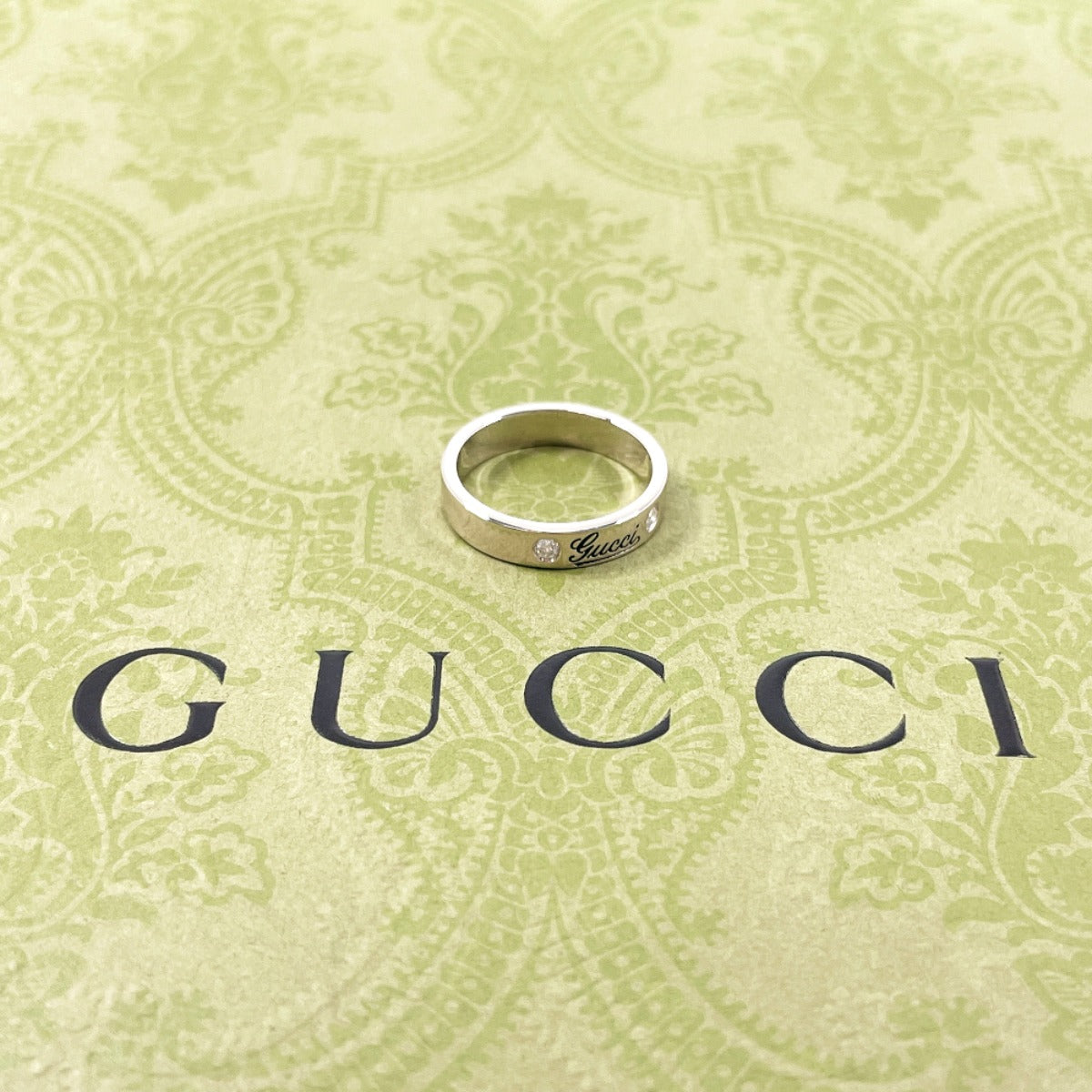GUCCI Ring K18 White Gold, Diamond Silver Icon print 12