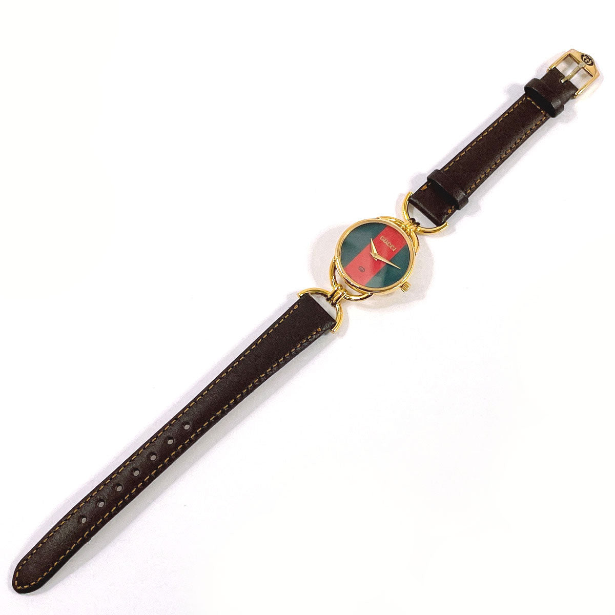 GUCCI Watches Quartz 6700L Gold Plated gold Sherry line Green, Red dial